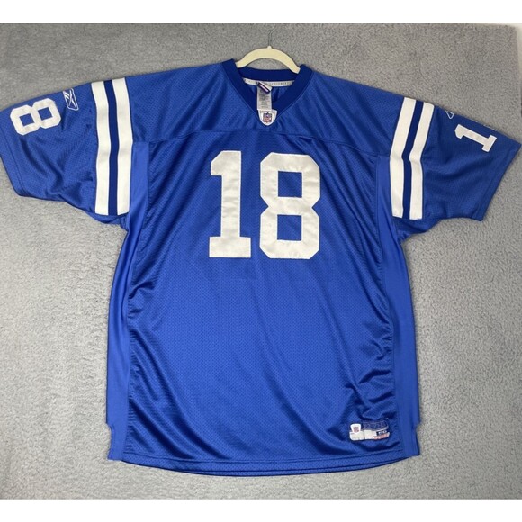 VTG Reebok Authentic Jersey Peyton Manning #18 Colts Mens 56 2XL Blue Sewn NFL - Picture 7 of 10